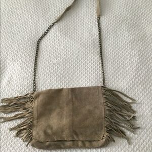 Suede fringe bag camel sude